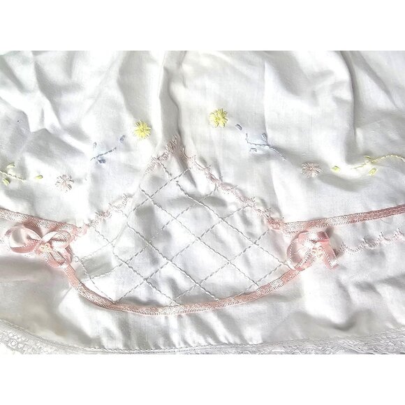 Vtg Garden Of Angels Hand Made NB Dress Bloomers Set White Embroidered Lace Trim - Picture 3 of 14